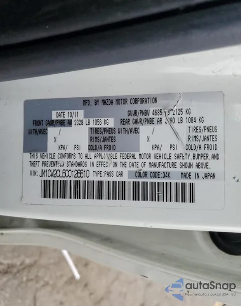 2012 Mazda 5 из США, поврежденный, VIN JM1CW2CL6C0126610